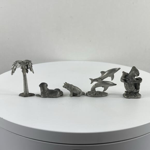 Vintage Wildlife Pewter Figurines Lot Of 5 - Picture 3 of 7